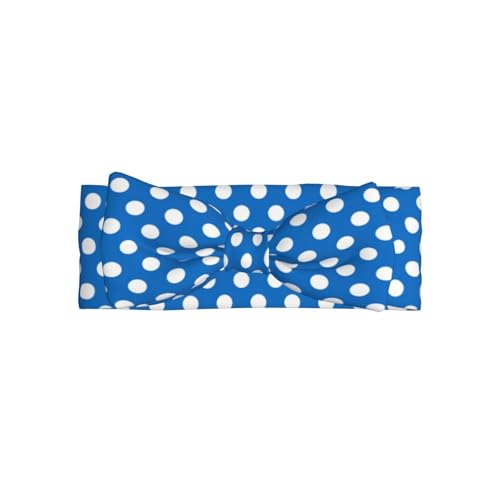 Medium Blue Polka Dot Print Baby Girl Bows Headbands Baby Girls Newborn Headbands Infant Toddlers 0-6 Months