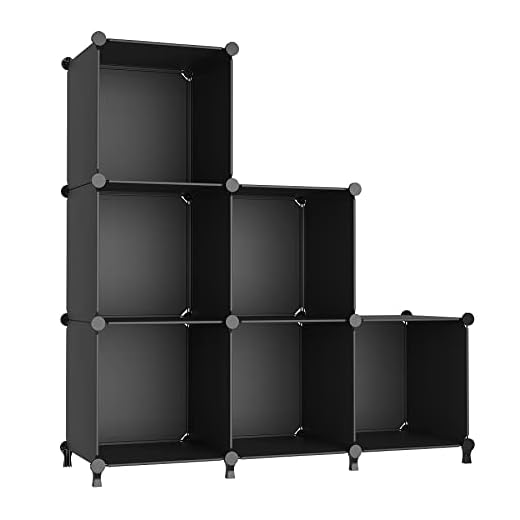 AWTATOS Cube Storage Organizer, Storage Cubes Shelves Bookshelf, 6 Cube Closet Organizers and Storage, DIY Stackable Plastic Clothes Organizer Shelving for Bedroom, Home, Black