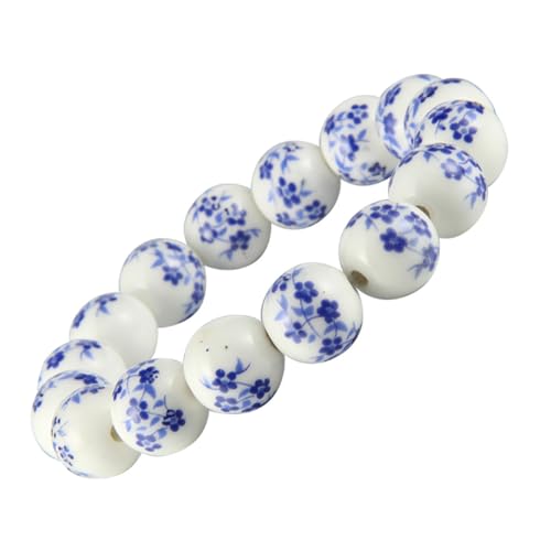 Bracelet en porcelaine bleu et blanc pour femme style vintage