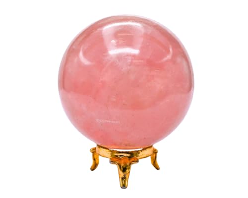 Image of Certified Star Rose Quartz Crystal Ball for Meditation - Premium Crystal Vastu Items for Home and Feng Shui Items for Good Luck - Ideal for Pooja Supplies and Spiritual Practices (3 inch Inch)
