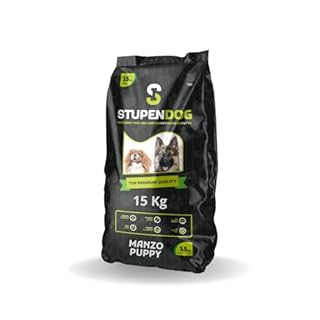 STUPENDOG Crocchette Cani Premium Puppy 15kg per Cani cuccioli - Croccantini al Manzo - Croccantini cane media/piccola taglia - Cibo per cani - Crocchette puppy