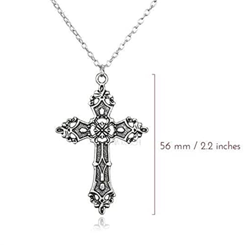 Collier croix baroque bohème vintage 1980 pendentif rétro couleur lune