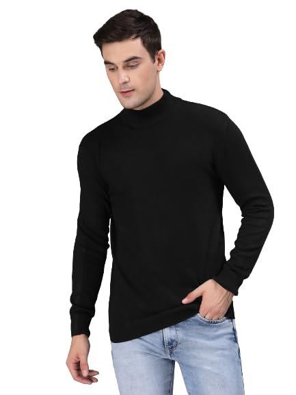 style quotient Men Solid Black Knitted Regular Sweater-picture-40