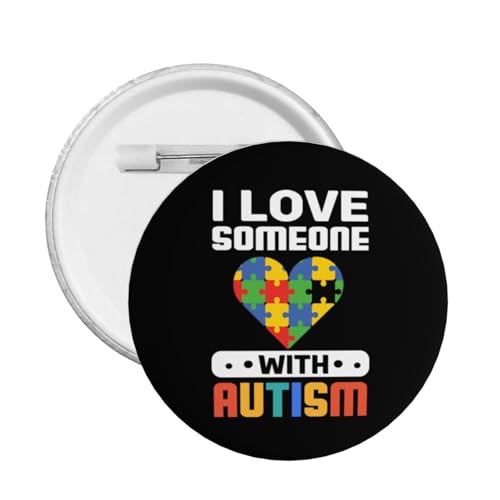 Broche « J’Aime Une Personne autiste » pour Femmes et Hommes, ornée d’Un Badge Rond, idéale pour décorer vêtements, Sacs à Dos, Chapeaux et Autres Accessoires. Cadeau : 1 pièce.