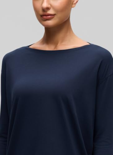 CRZ YOGA Long Sleeve Workout Shirts for Women Loose Fit-Pima Cotton Yoga Shirts Casual Fall Tops Shirts Navy X-Large — view 4