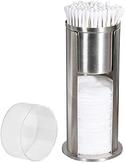 Cotton Pad Holder and Qtip Holder Dispenser Set Stainless Steel Apothecary Jars with Acrylic Lids for Cotton Balls,Cotton Swabs,Q-Tips,Cotton Rounds,Makeup Pads Storage Canister