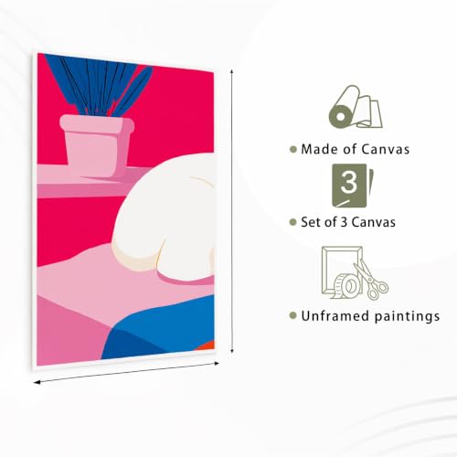 Lienzos minimalistas de animales en rosa y magenta para iluminar tu sala de estar 3