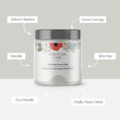 Country Chic All-in-One Chalk Paint for Furniture, Cabinets, Home Decor, Eco-Friendly, Matte Finish, Built-In Primer & Top Coat for Wood, Metal - Lazy Linen (Light Grey) - 4 oz (118 ml)