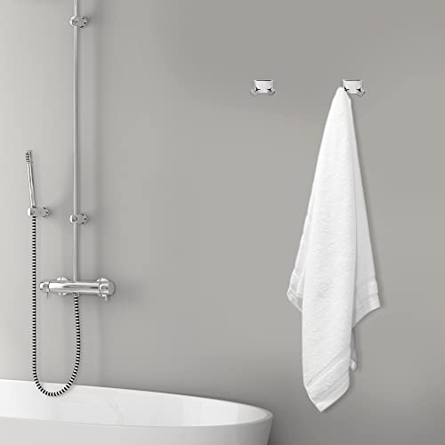 Image of Design House Millbridge Double Robe Hook, Polished Chrome, Standard Wall Mount, Concealed Screws, Easy Installation, Bathroom Hardware, 2.44 in L x 1.5 in W x 1.48 in H, Item 533059
