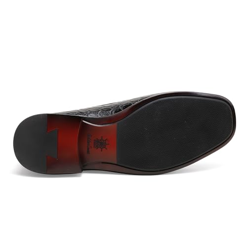 Image of Generic Classic Mens Leather Dress Shoes, Premium Fashion Alligator Printed Business Dress Shoes Moc-Toe Buckle Wedding Party Loafers for Men