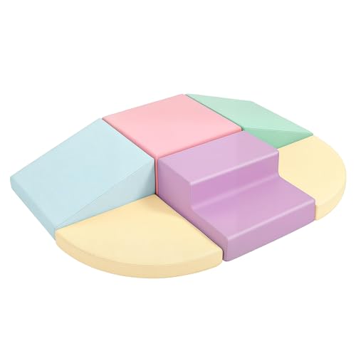 JungleDove Lot de 6 blocs de construction en mousse pour enfants - Pour l'escalade et l'intérieur - Blocs de construction géants pour la motricité de bébé - Jouet d'escalade - Blocs de construction en