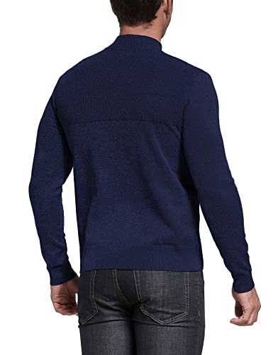 Nitagut Mens Slim Fit Zip Up Mock Neck Polo Sweater Casual Long Sleeve Sweater And Pullover Sweaters With Ribbing Edge(Navy Blue-Xl) #TOP4
