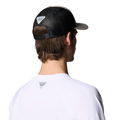 Image of Columbia Unisex Unisex PFG Fish Flag Mesh Snap Back Hat, Light Cloud /Black /Camo Fish Flag, One Size