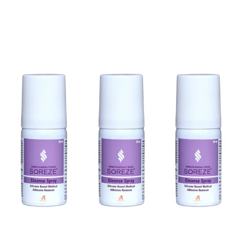 Image of Soreze Cleanse Medical Adhesive Remover Spray | Alcohol Free & Safe on Skin | No Sting and Painless | Quick Dry & Non Sticky Formula | Pack of 3 | 90ml