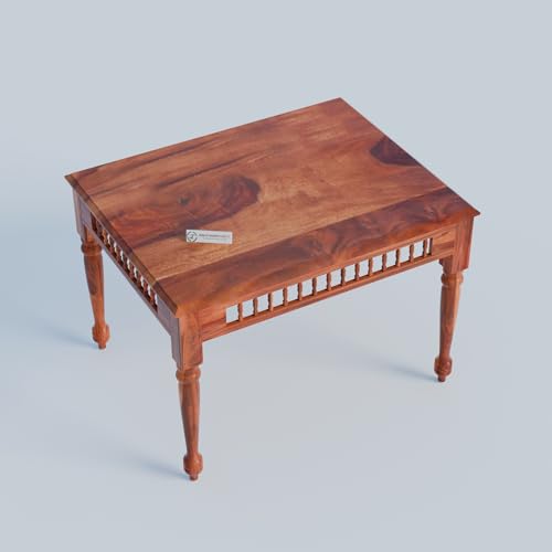 Image of Jangid Handicraft Dining Table 4 Seater | Solid Sheesham Wood Four Seater Dinning Table Set with 3 Cushion Chairs & 1 Bench | Rectangular Dinner Table for Home, Kitchen & Living Room, Natural Finish
