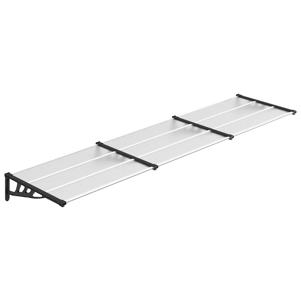 Auvent de porte 358,5x90 cm marquise noire en polycarbonate transparent pour porche