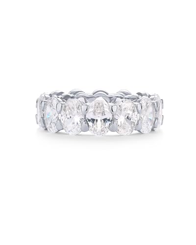 Image of PAVOI 14K Gold Plated Eternity Ring for Women - Statement Eternity Band Rings with Oval Cubic Zirconia - Stackable Wedding Band - Love Engagement Trendy Bridal Jewelry