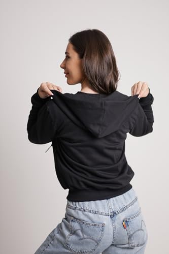 Blusa Jaqueta Moletom De Frio Aberta Feminino Ziper Canguru (G, Preto)
