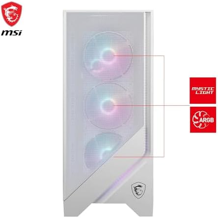 MSI MAG Forge 320R Airflow White Mid-Tower Bilgisayar Kasası - ATX Kapasitesi, RTX 40 GPU Desteği, ARGB Fan, Manyetik Toz Filtresi, Sertleştirilmiş Cam, 1-6 ARGB Hub, USB 3.2 Generation 1 Tip A - Görsel 2