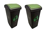 Cello Plastic Garbage Swing-Lid Dustbin 48 Ltr, (Green & Green) COMBO