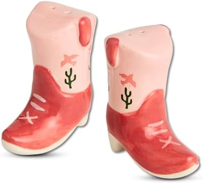Cowboy Boot Decor Ceramic Salt and Pepper Shakers Set - Unique Spice Set Farmhouse Kitchen Accessories - Decorative Table Salt and Pepper Set - Cute Spice Dispenser for Novelty Kitchen Decor(Set of 2) image 2