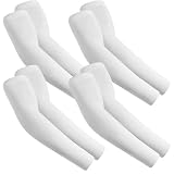fuinloth 4 Pares Mangas de Brazo para Hombres y Mujeres, Deporte Compresión Protección Solar 4 Blanco