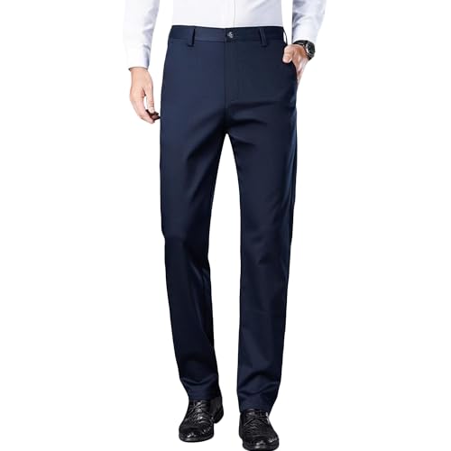 Men's Wrinkle Resistant Business Dress Pants Stylish Slim Fit Suit Pants Stretchy Casual Work Pants​