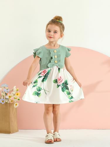 Toddler Infant Baby Girl Dress Floral Ruffle Sleeve Dresses Girls Sundress4