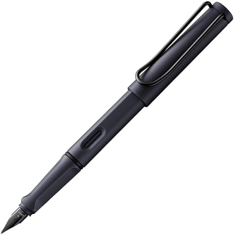 LAMY Safari Steel Black Fountain Pen with Left-Handed Nib Cover