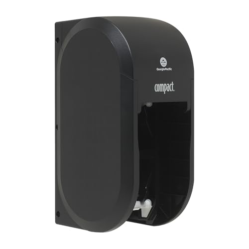 Georgia-Pacific Compact 2-Roll Vertical Coreless High-Capacity Toilet Paper Dispenser by GP PRO (Georgia-Pacific), Black, 56790A, 1 Dispenser