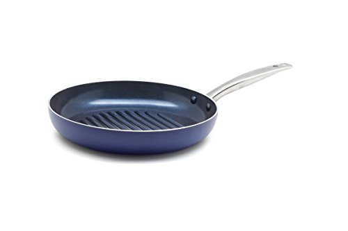 Blue Diamond CC001647-001 Toxin Free Ceramic Nonstick Metal Utensil Dishwasher/Oven/Broiler Safe Round Grill
