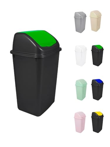 Jardin202 - Cubo de Basura con Tapadera Basculante - 30/50 Litros - Ideal para Hogar y Oficina | 30 L (Verde - Negro)