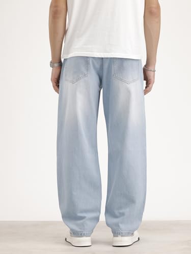 Image of WROGN Men's Cotton Jeans | Mid Rise | Loose Fit