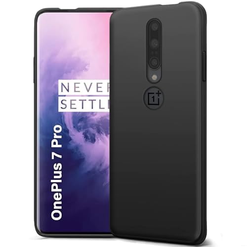 Image of TheGiftKart Liquid Silicone Back Cover Case for OnePlus 7 Pro | Soft Micro-Fibre Lining Inside | Camera Protection Bump | Shockproof Back Cover for OnePlus 7 Pro (Silicone, Black)