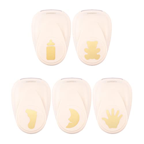Vaessen Creative Craft Paper Punch, Baby, 5 Pcs, Various Sizes, Circle Cutter for Crafting and Card Making, Bear, Baby Bottle