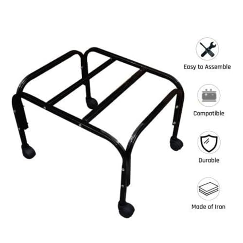Image of Mumma's LIFE Heavy-Duty Cooler Stand with Wheels | Metal Trolley for Home & Outdoor | Rust-Resistant Black Finish | 360 Rotating Wheels | 100kg Load Capacity | Cooler Movable Stand (Jet Black)