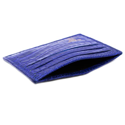 Real Alligator Crocodile Handmade Card Holders Wallet For Men And Women (Blue)3