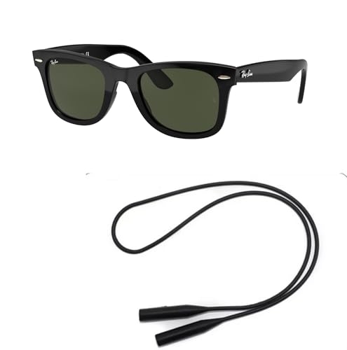 Ray-Ban RB4340 Sunglasses Bundle: RB 4340 WAYFARER 601 Wayfarer Black G-15 Green and Universal Anti-slip Silicone Leash2