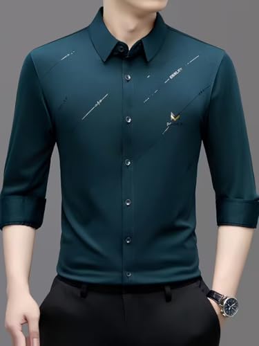 Image of IndoPrimo Men's Premium Satin Shirt for Party, Formal & Casual Wear - Stylish Designer Full Sleeve Shirt for Men