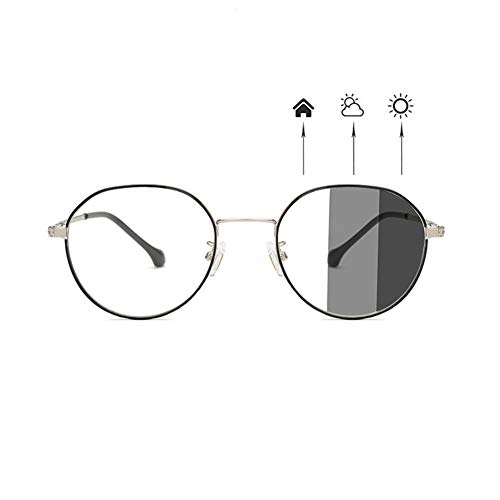 Eyetary Lunettes Anti lumière Bleue Lunettes de Soleil photochromiques Transition Hommes Femme Ado Ordinateur Gaming Réduit la Fatigue oculaire Anti uv400,MetalFrame Cover
