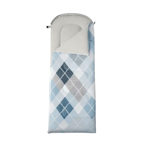 Feelyou Bolsa de Dormir para Camping con Patrón Tradicional Argyle, para 3 Temporadas, Cálida y Ligera, para Adultos y Niños, Color Blanco Azul miniatura 4