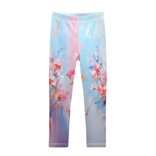 Toddler Girls Leggings Printed Yoga Pants Leggings Painting Wall Flower for Kids