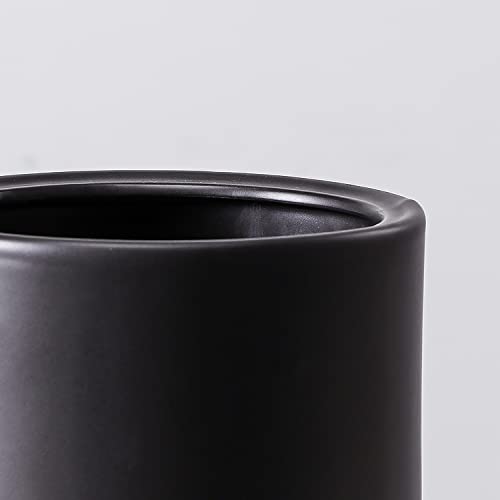 Image of Bathroom Wastebasket - Ceramic Decorative Trash Can (Black Marble Look)