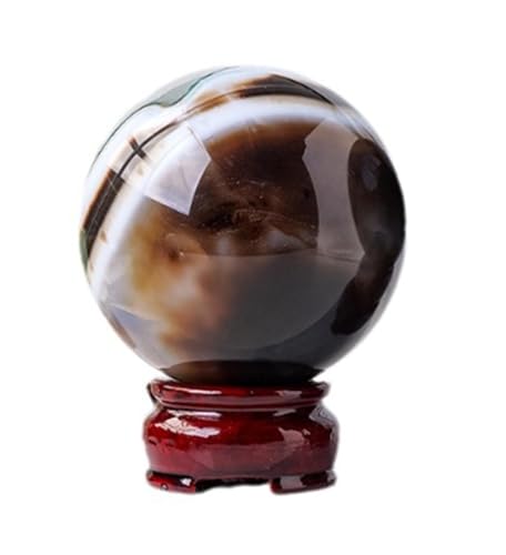 Sphère en agate noire et blanche 55-60mm pour décoration de bureau