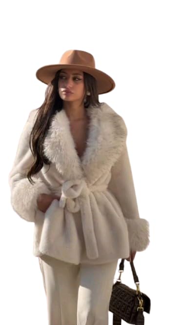PATAKADEVI Women Soft Woolen Warm Full Sleeve Solid Long Coat | Casual Winter Outings | Full Length Coverage | Side Pockets | Single Breasted Closure | Versatile Styling | White | P-picture-39