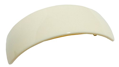 French Amie Curved Large Ivory Cream Handmade Strong Grip Celluloid Automatic Volume Hair Clip Barrette (Ivory Cream with Golden Clasp) -  4351253087