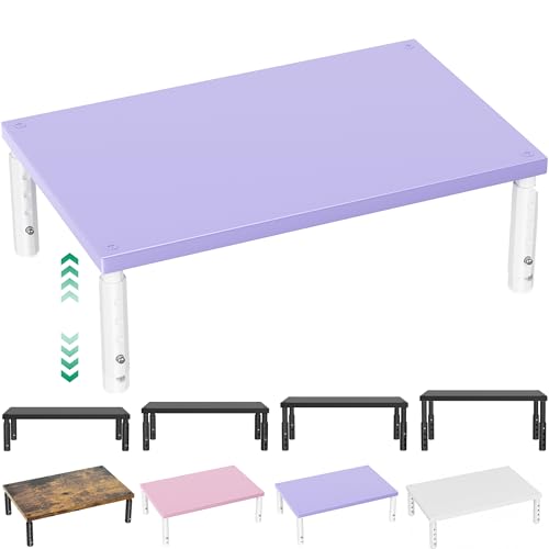 Image of OPNICE Adjustable Monitor Stand Riser for Desk, Wood Computer & Laptop Stand, Desk Organizers and Accessories, Office Desk Accessories & Workspace Organizer for Home Office Supplies, Purple