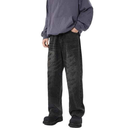 Men's Y2K Jeans High Street American Hip Hop Loose Straight Dirty Pants