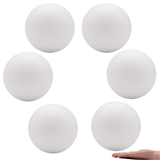 Crafare 6 Inch Craft Foam Balls 6 Pack Holiday Arts Crafts Making Smooth Polystyrene Foam Balls for Christmas Ornaments and Modeling School Projects