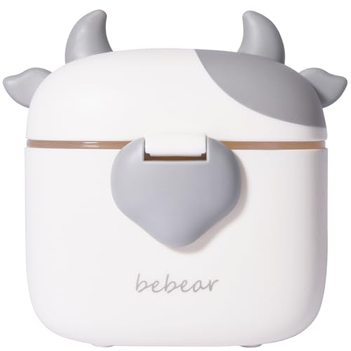Bebamour Milchpulver Portionierer 460ML Formelspender mit Schaufel und Nivellierer, tragbare Aufbewahrungsformel, Behälter für Reisen, nicht verschüttet,Grey